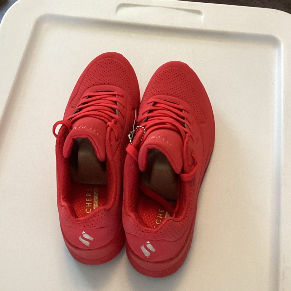 Skechers Red Women's Lace-Up Athletic Sneakers - Picture 3 of 6